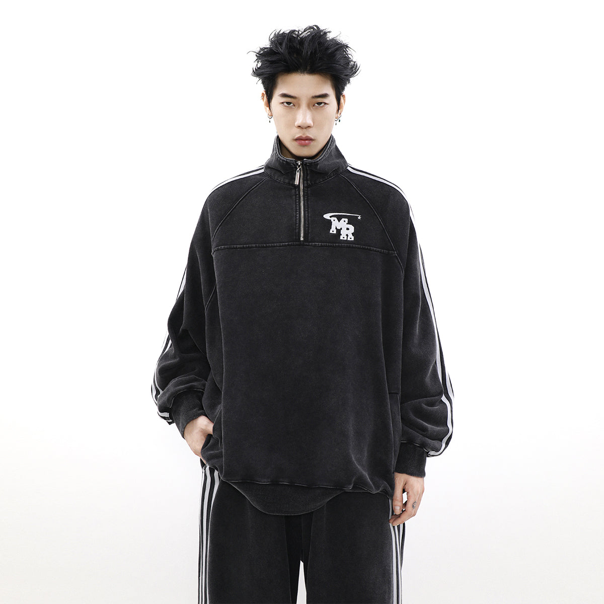 【上下別売り】Three Line Half-Zip Sweat & Loose Pants Set-up MR051