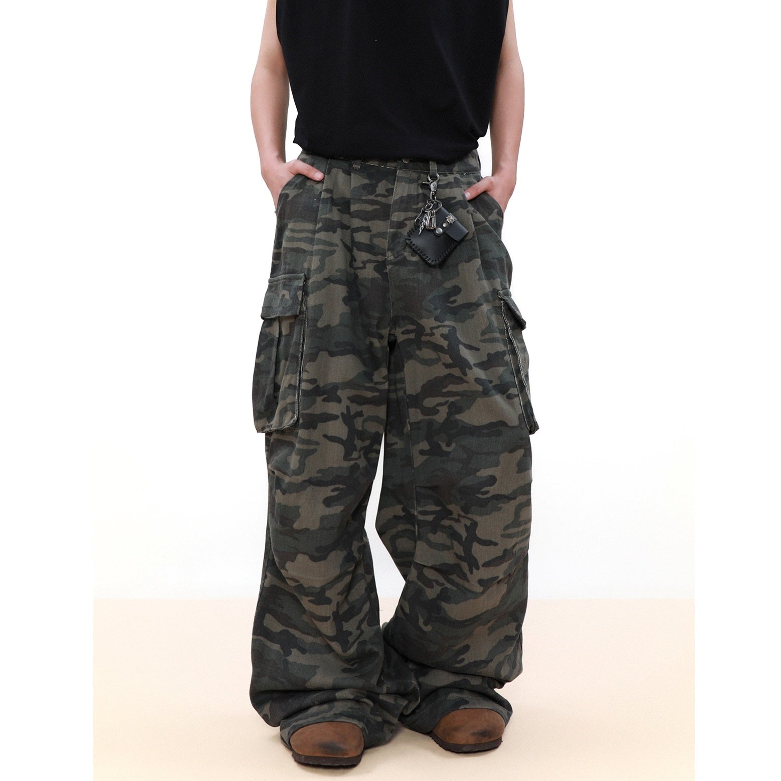 Wide-leg Straight Camouflage Cargo Pants MB7042