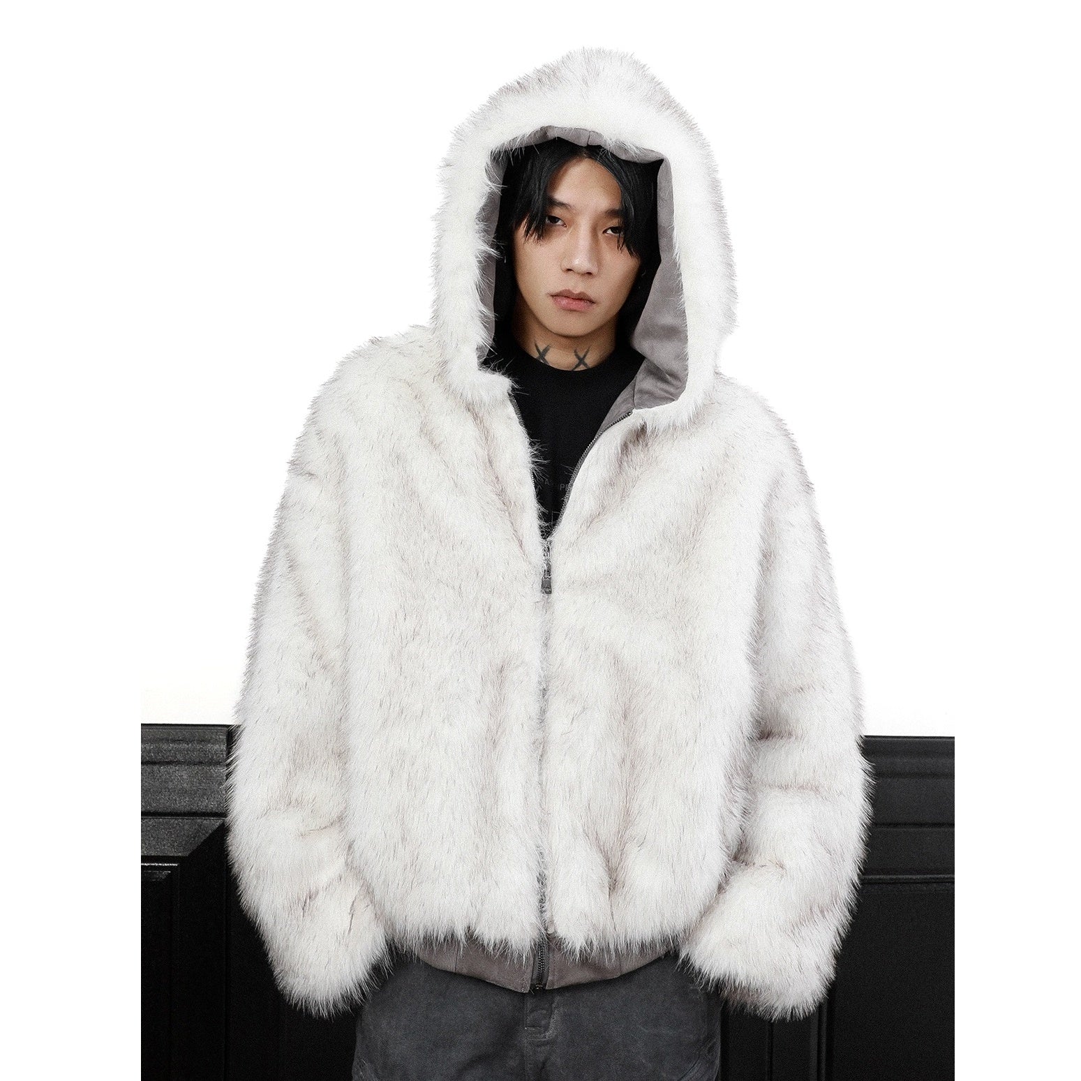 Reversible Fur ZIP-Up Hooded Blouson MB7315