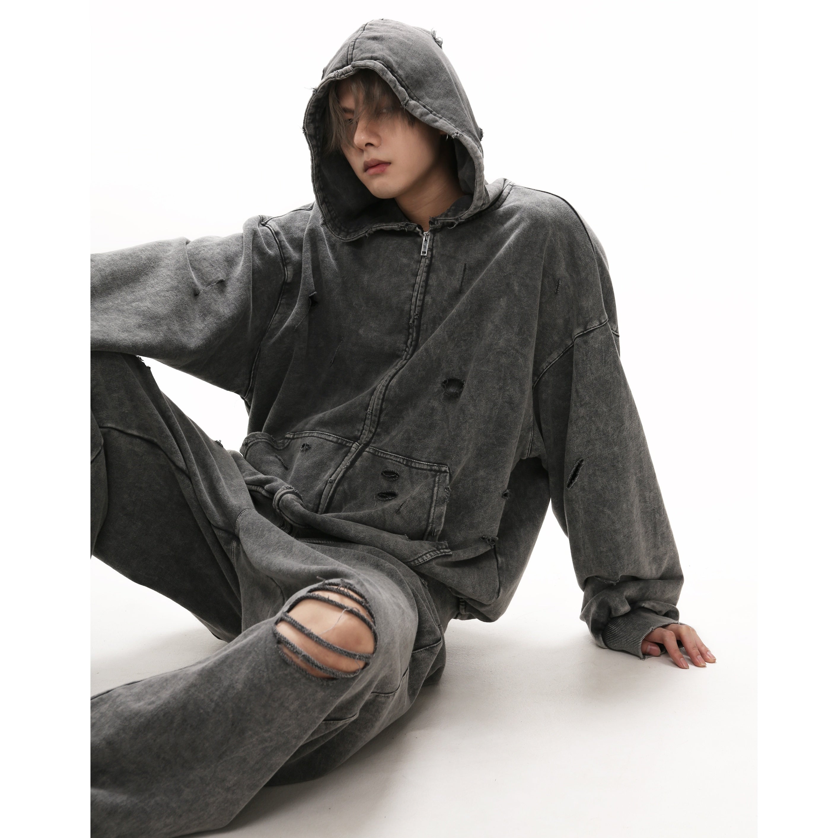 【上下別売り】Ripped Distressed Loose Fit Sweatpants MB7330