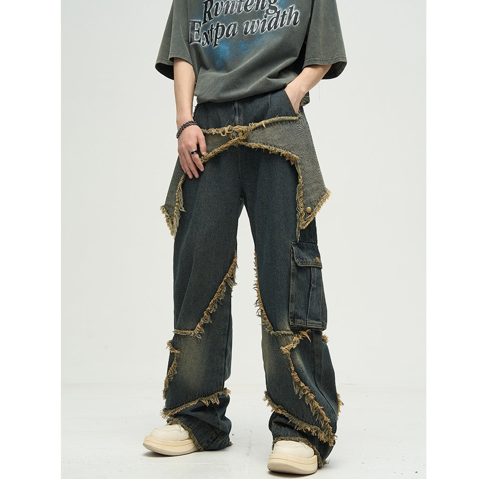 Raw Edge Star Design Street Work Jeans MB7019