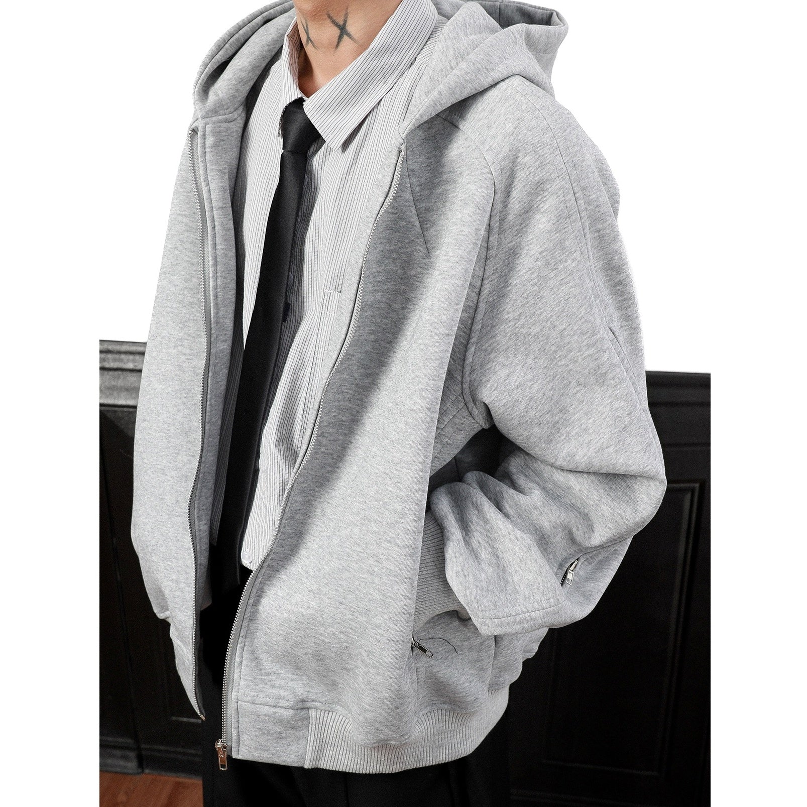 Washed Hooded Zipper Jacket MB7331