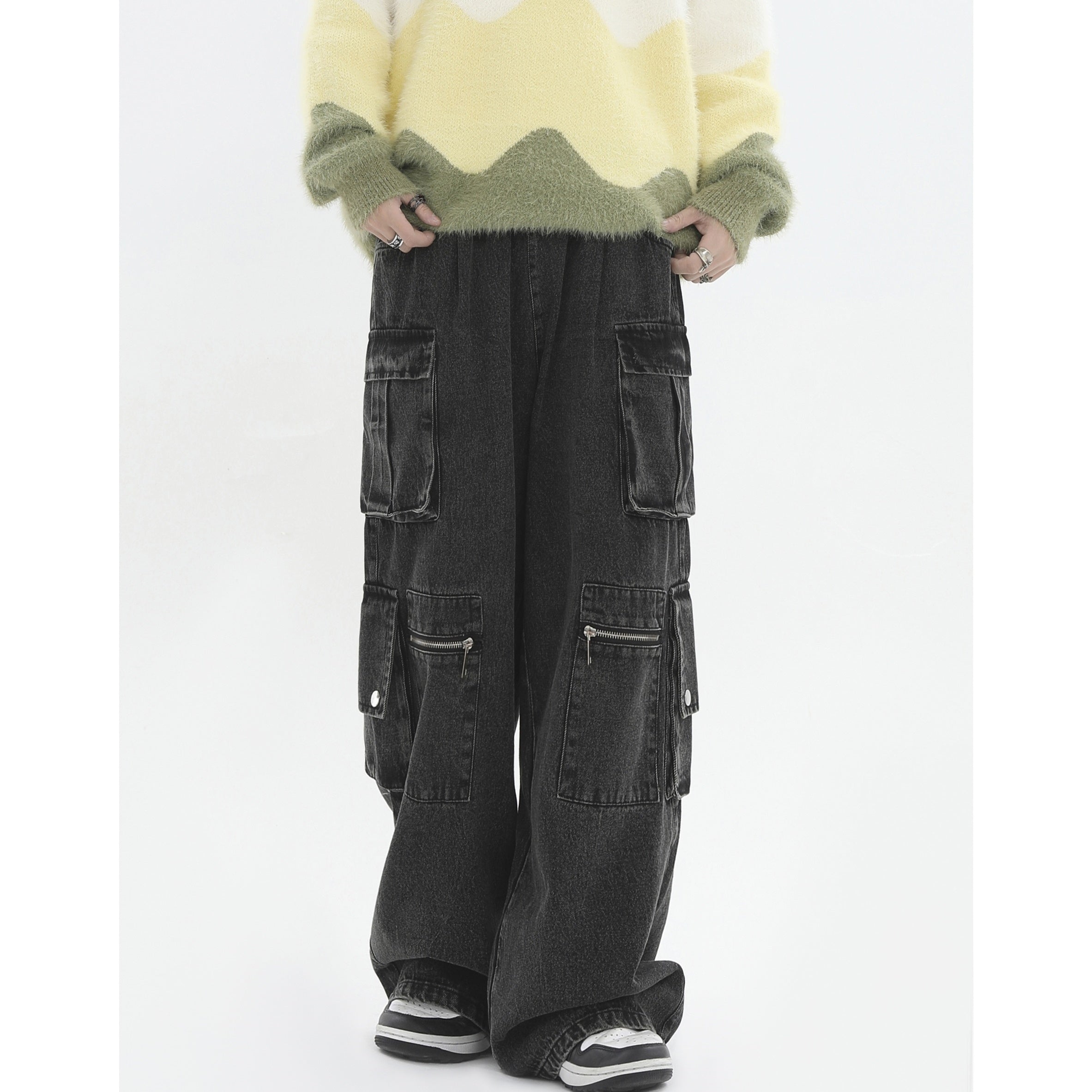 Zip Multi-pocket Loose Relax Cargo Jeans IN7028