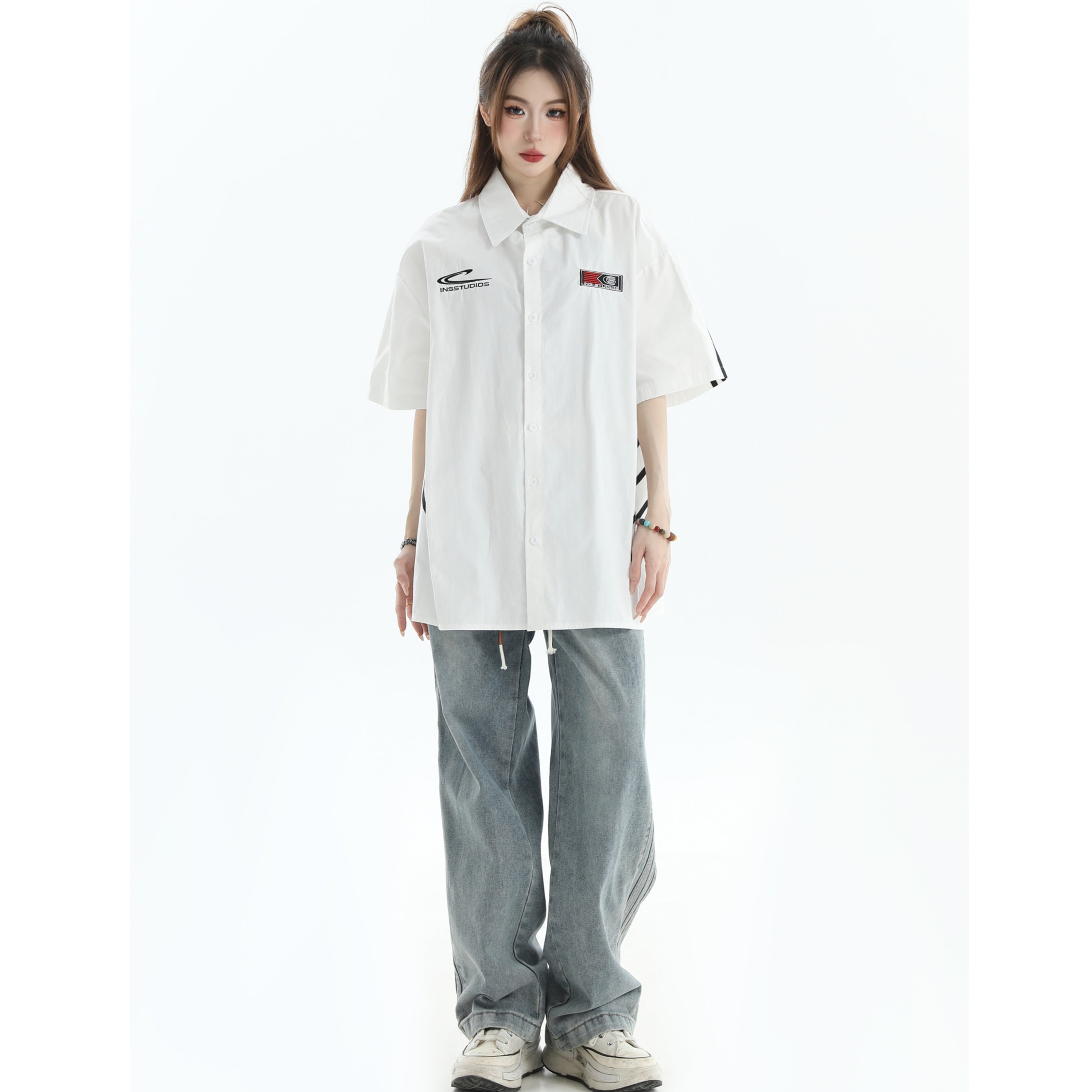 Three-Bar Stitched Racing Style Shirt IN7048