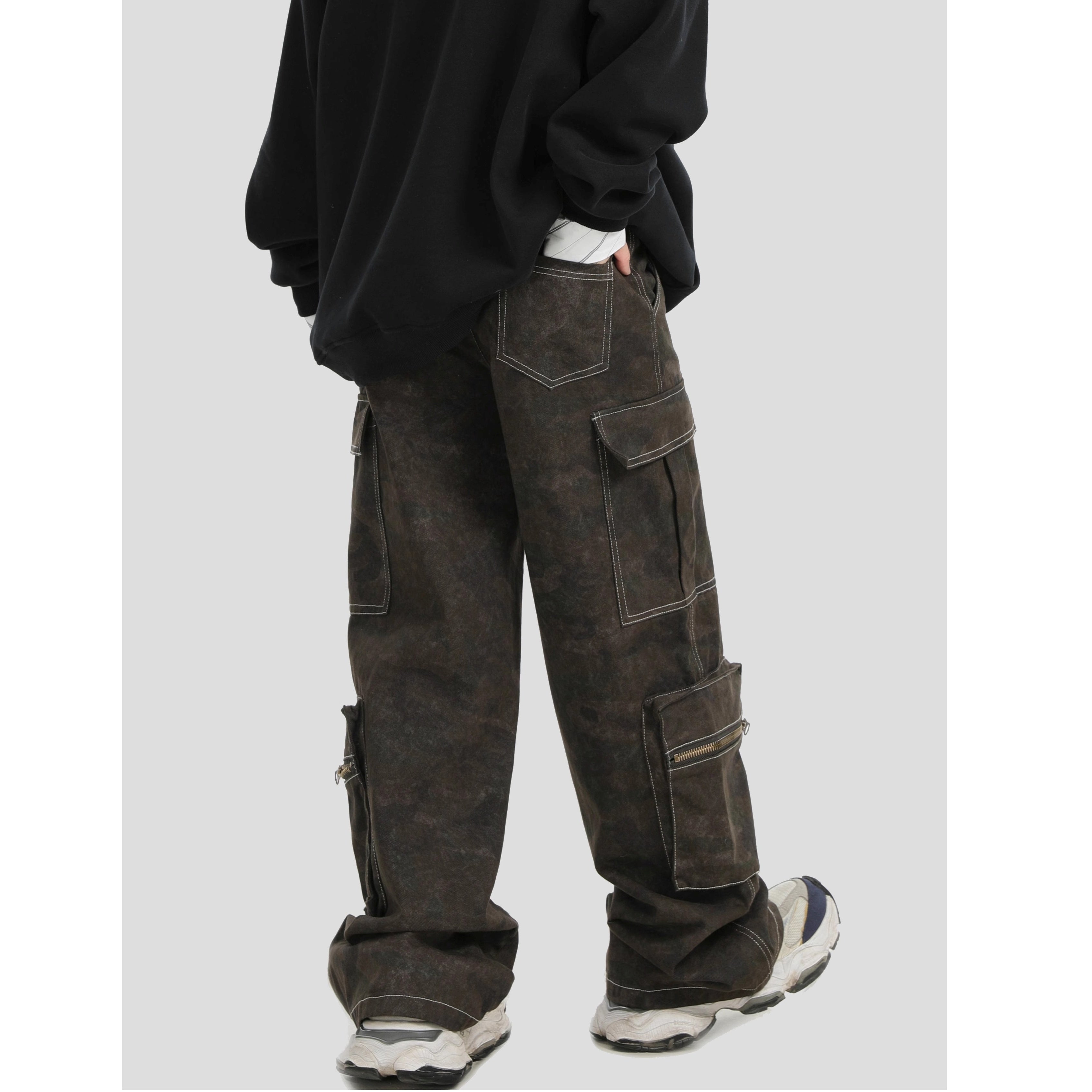Camouflage Zipper Multi-Pocket Cargo Pants IN7059