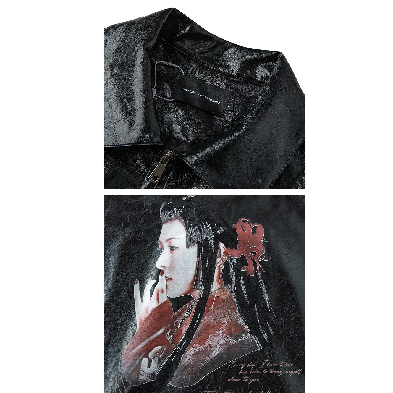 Print Portrait PU Leather Jacket MB7340