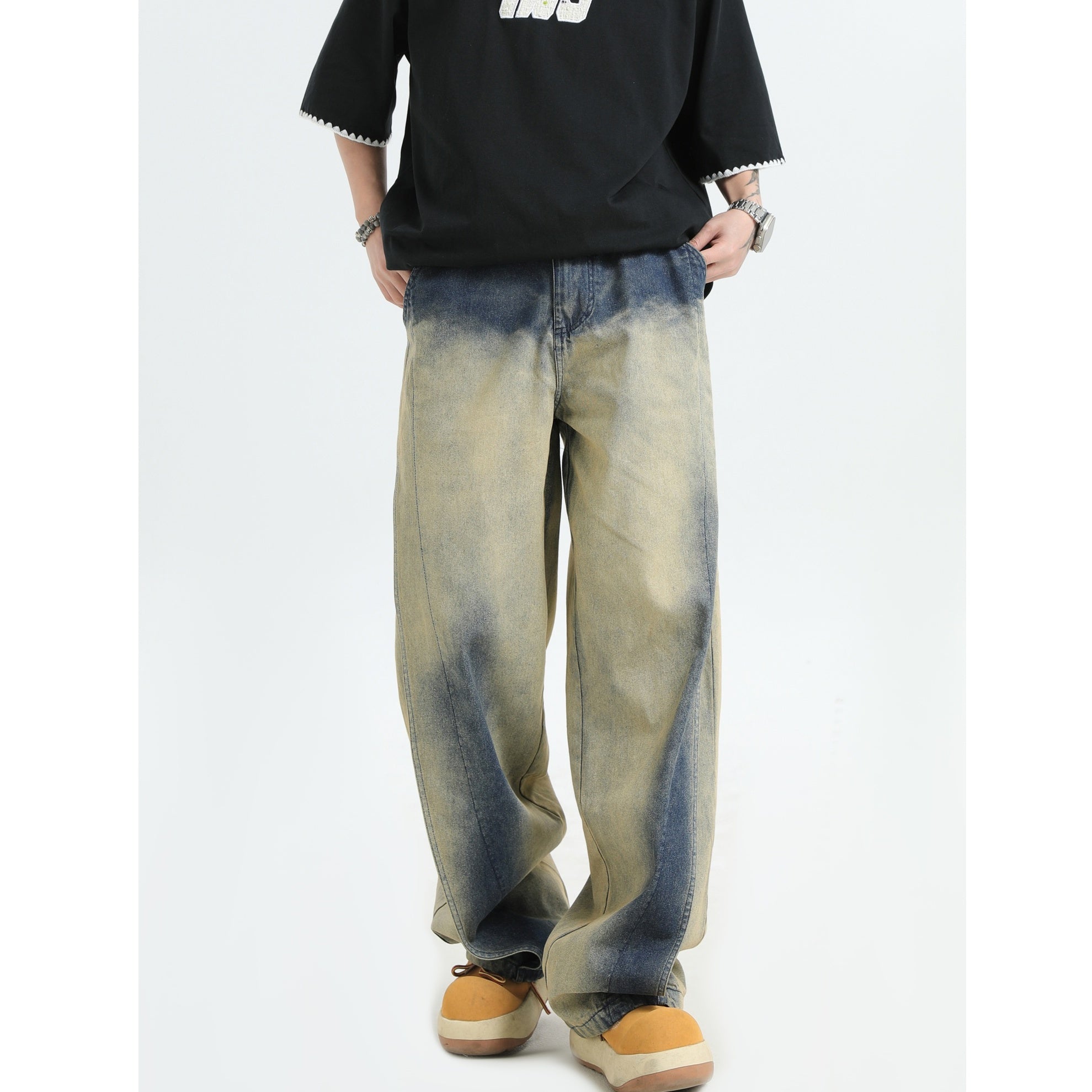 Gradient Smudge Wash Loose Jeans IN7058