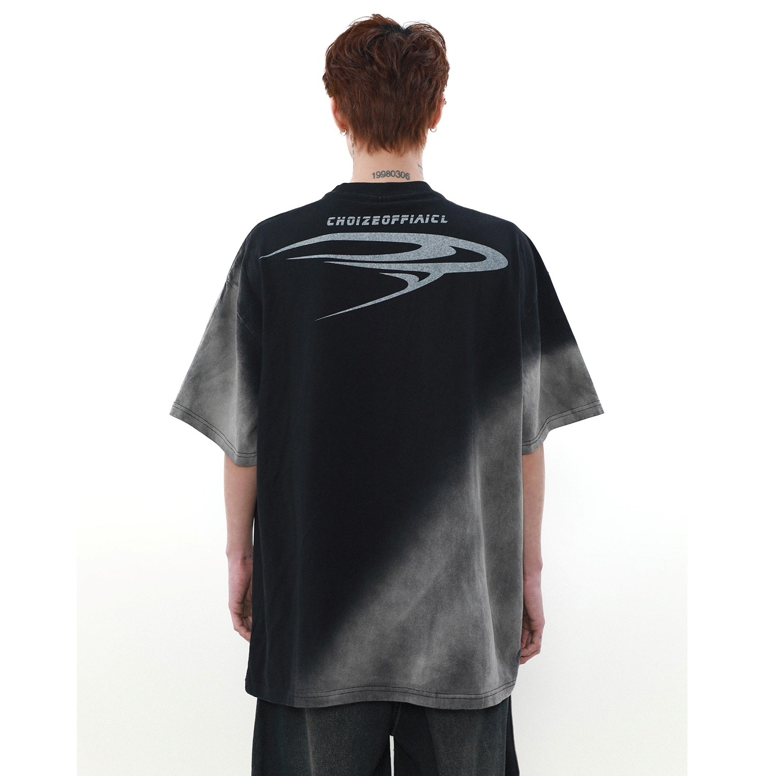 Wash Gradient Letter T-Shirt MR009