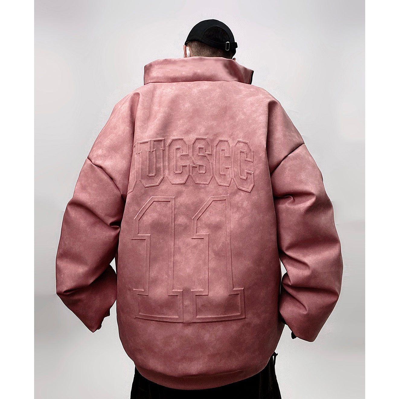 Emboss Logo PU Leather Down Jacket UU7011