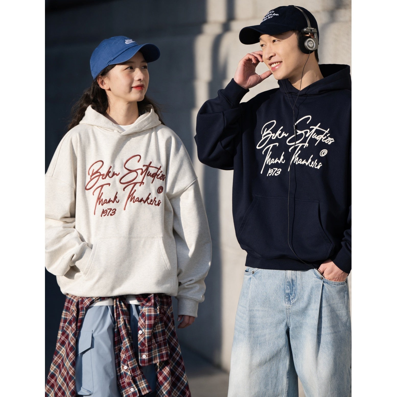 Letter Embroidered Print Hoodie BI2003