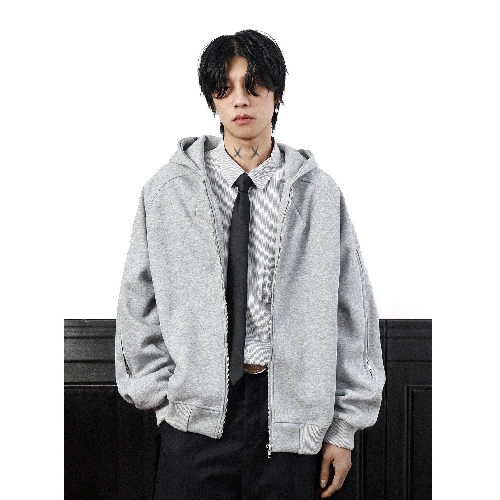 Washed Hooded Zipper Jacket MB7331