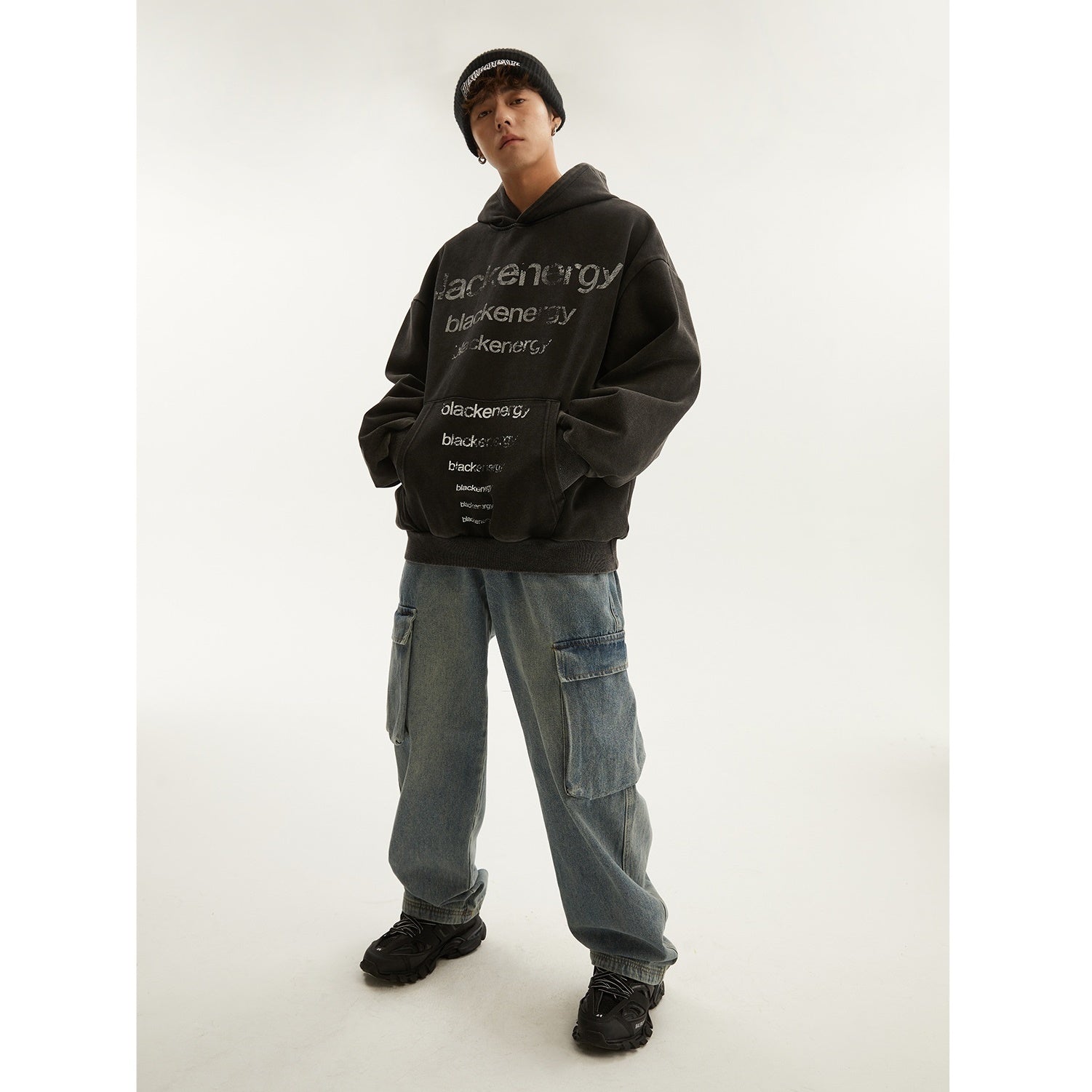 Distressed Letter Print Hoodie MB7105