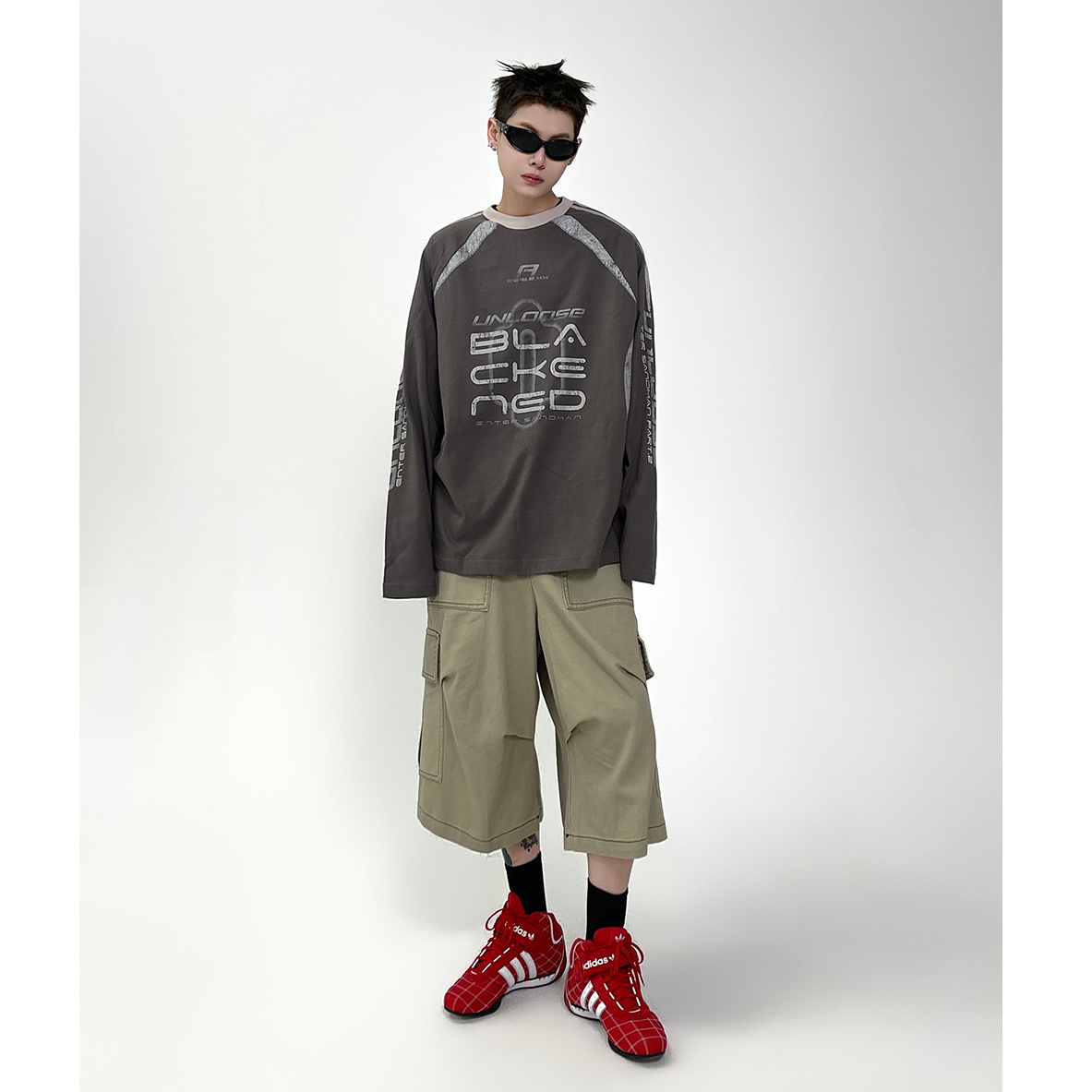 Stitching Contrasting Print Long Sleeve T-shirt EAT082