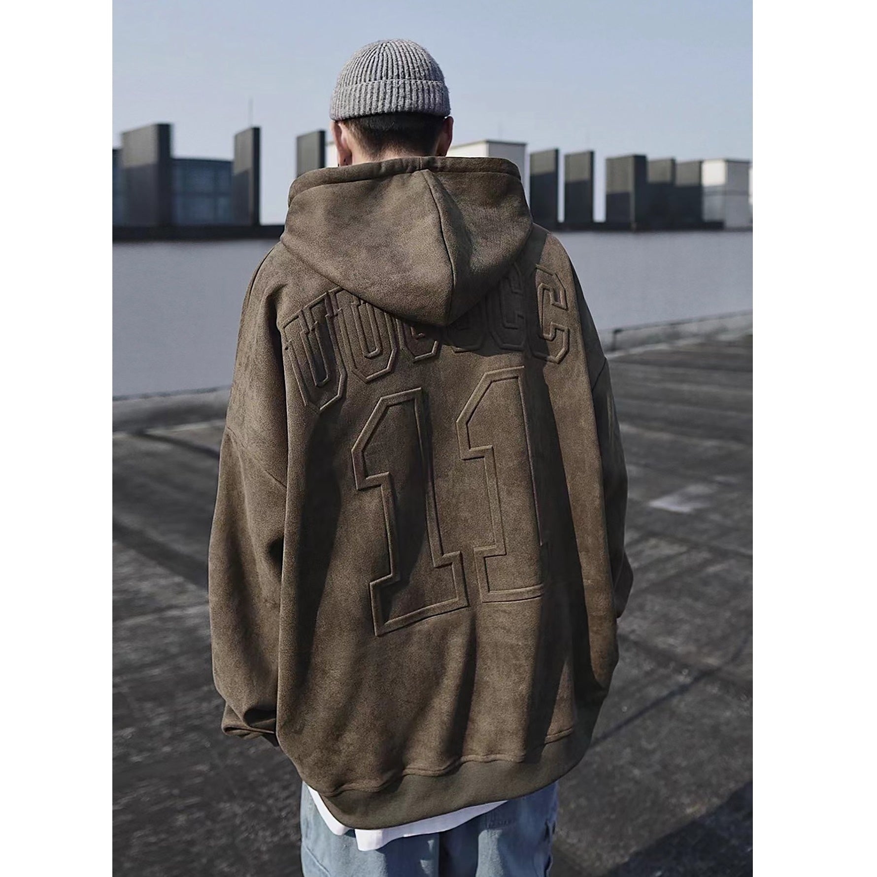 Letter-embossed Oversize Hoodie UU7003