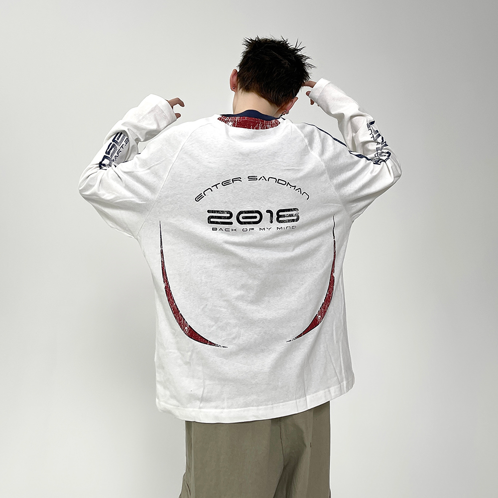Stitching Contrasting Print Long Sleeve T-shirt EAT082