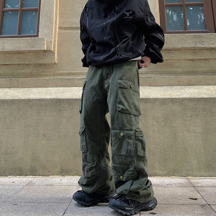 Fat Loose Straight Cargo Pants FT8001
