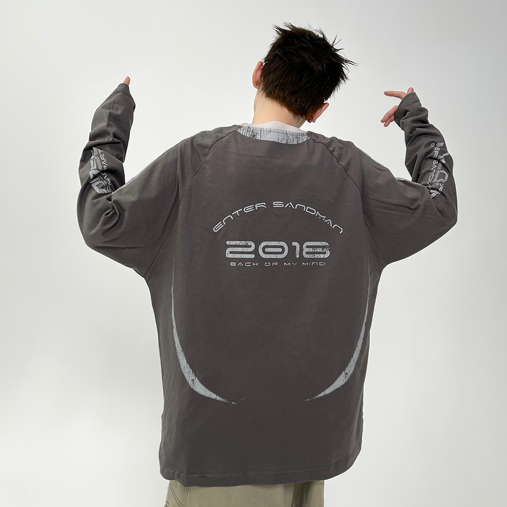 Stitching Contrasting Print Long Sleeve T-shirt EAT082