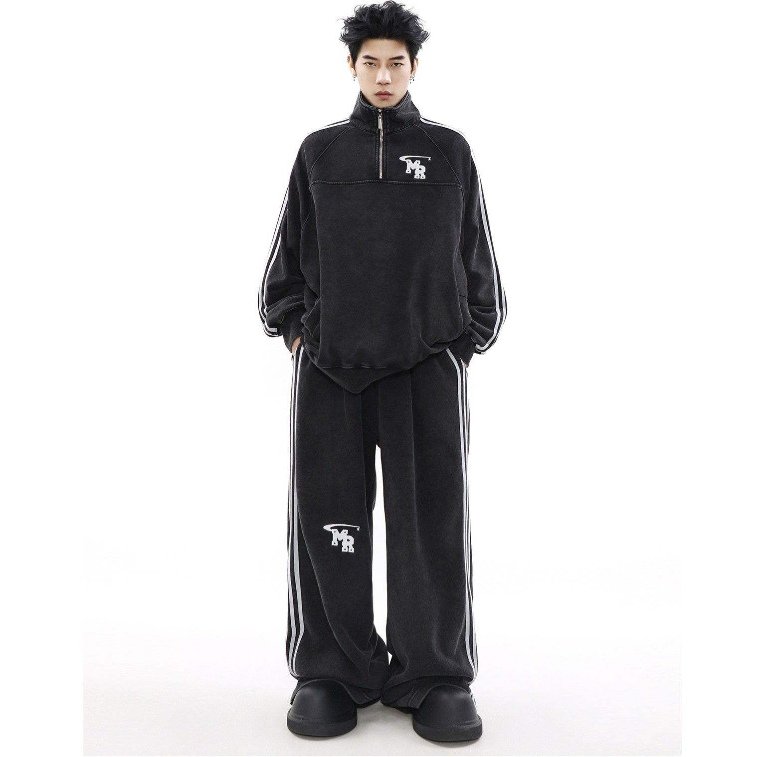 【上下別売り】Three Line Half-Zip Sweat & Loose Pants Set-up MR051