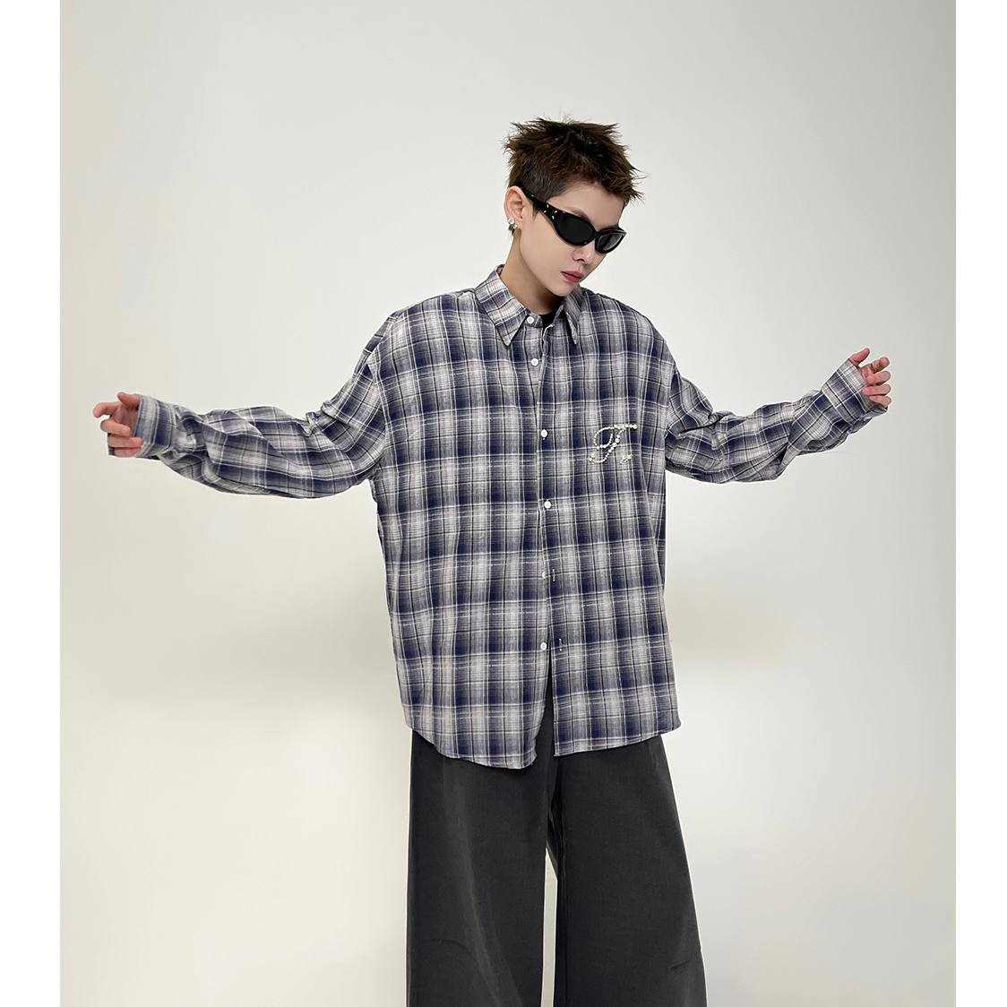 Pearl Design Plaid Shirt EAT089