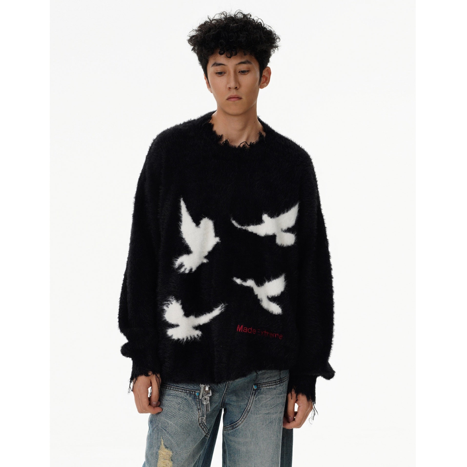 Dove Of Peace Fluffy Knitted Sweater MB7281