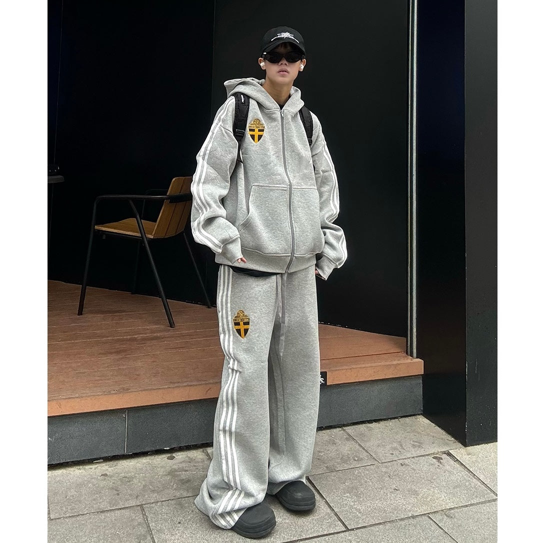 【上下別売り】Three-Bar Loose Casual Zip-up Hooded Parka ＆ Sweat Pants MB7167