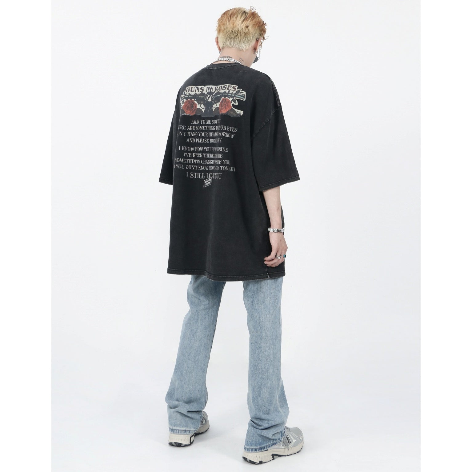 Wash Old Style Rock Print T-shirt MR002