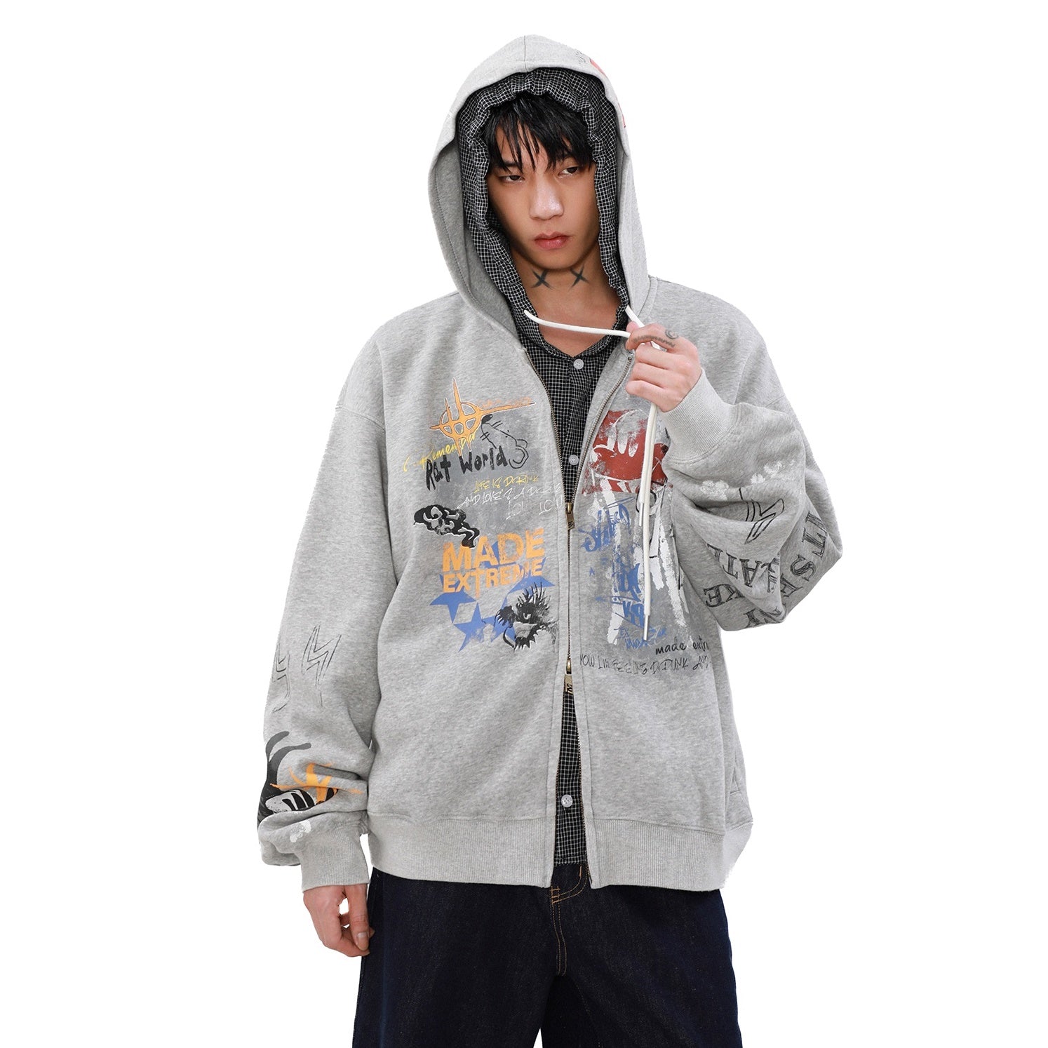 Street Graffiti Zip Hooded Parka MB7082