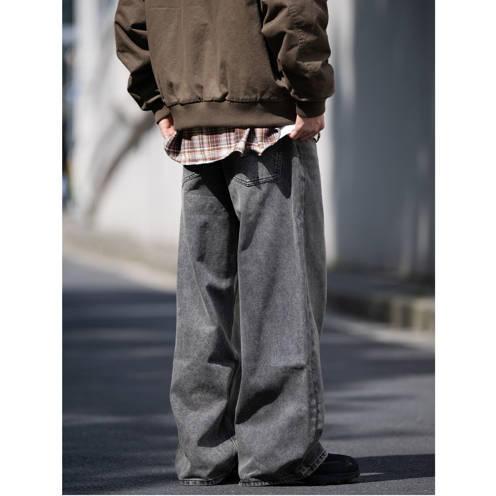 Washed Loose Straight Jeans BI2014