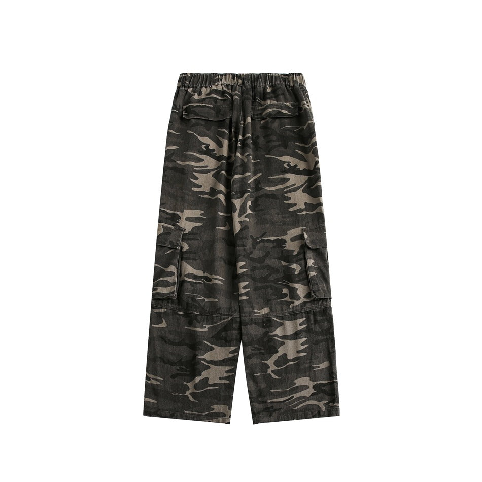 Camouflage Straight Switching Cargo Pants MB7184