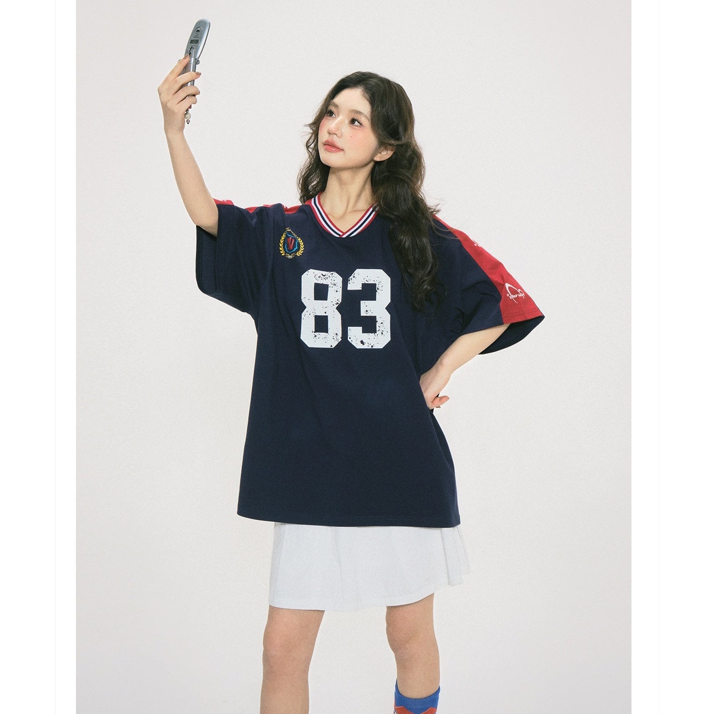 Contrast Stitching V-Neck T-Shirt NA7012