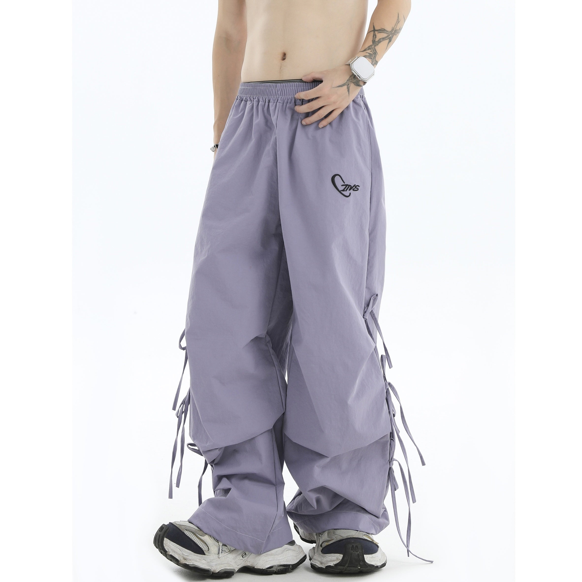 Logo Embroidery Side Bow Casual Pants IN7045