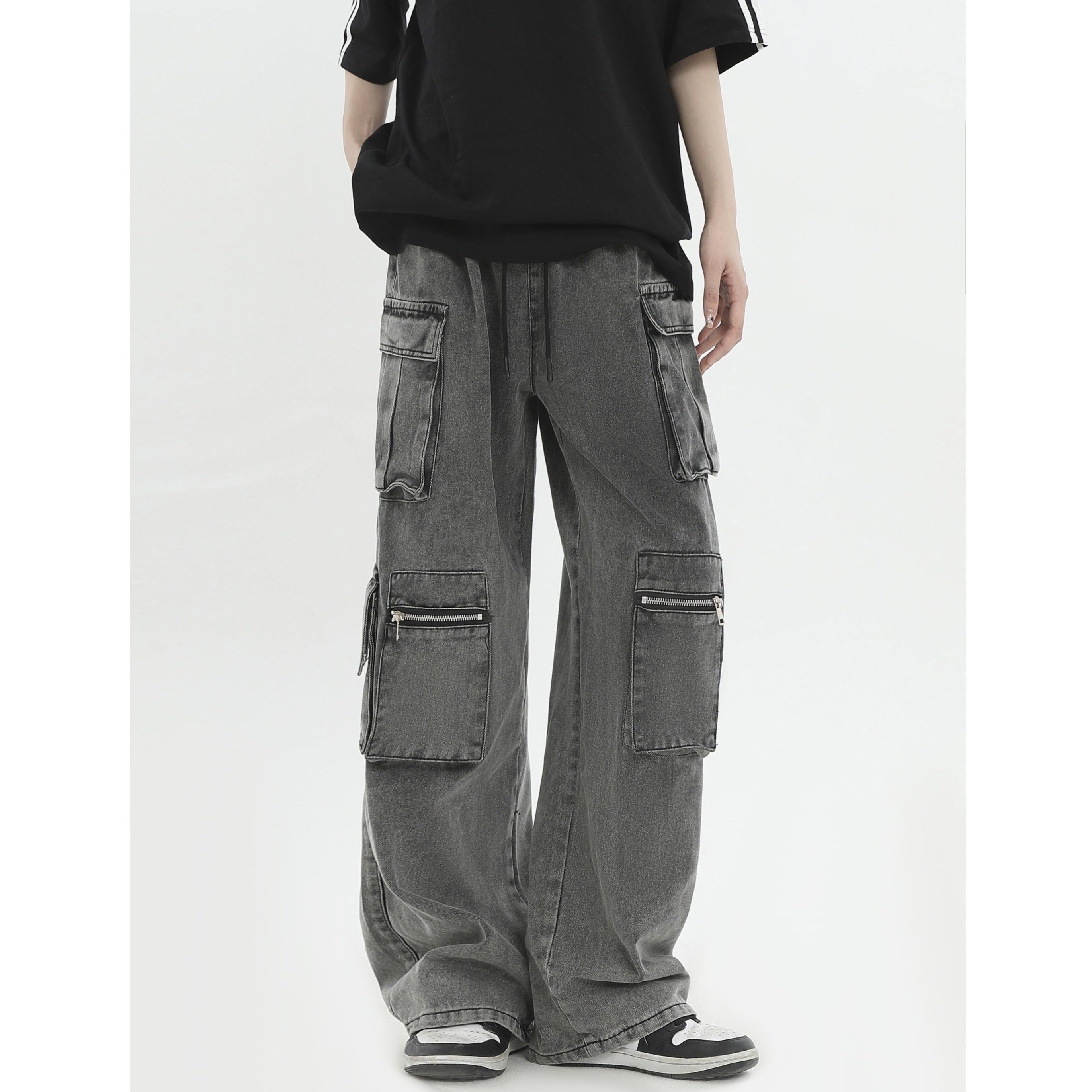 Distressed Loose Work Style Cargo Jeans IN7025