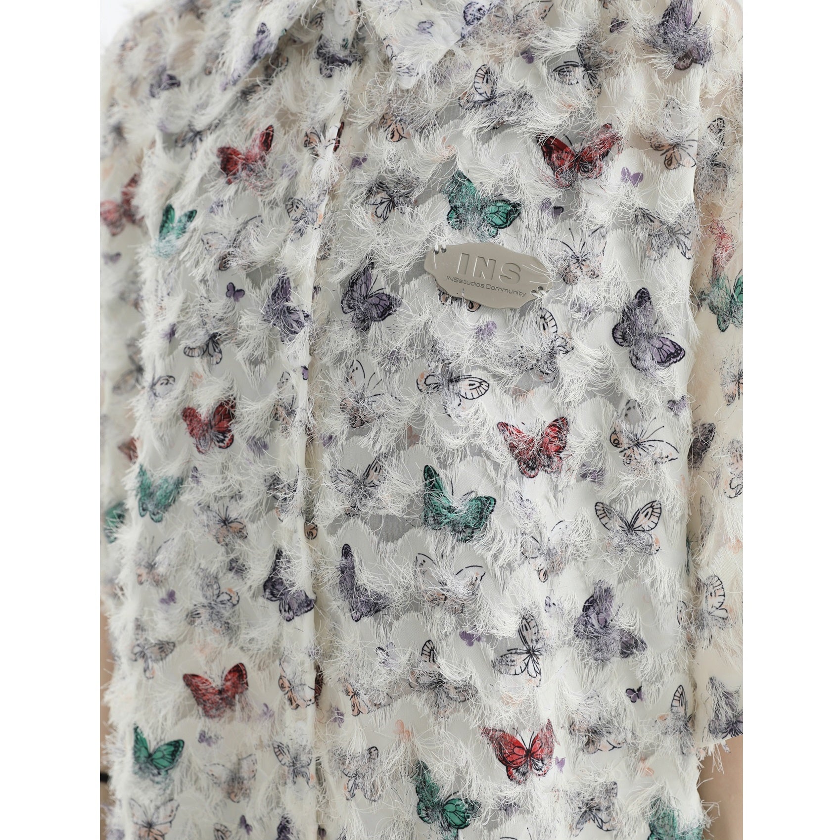 Shaggy Touch Butterfly Short Sleeve Shirt IN7035