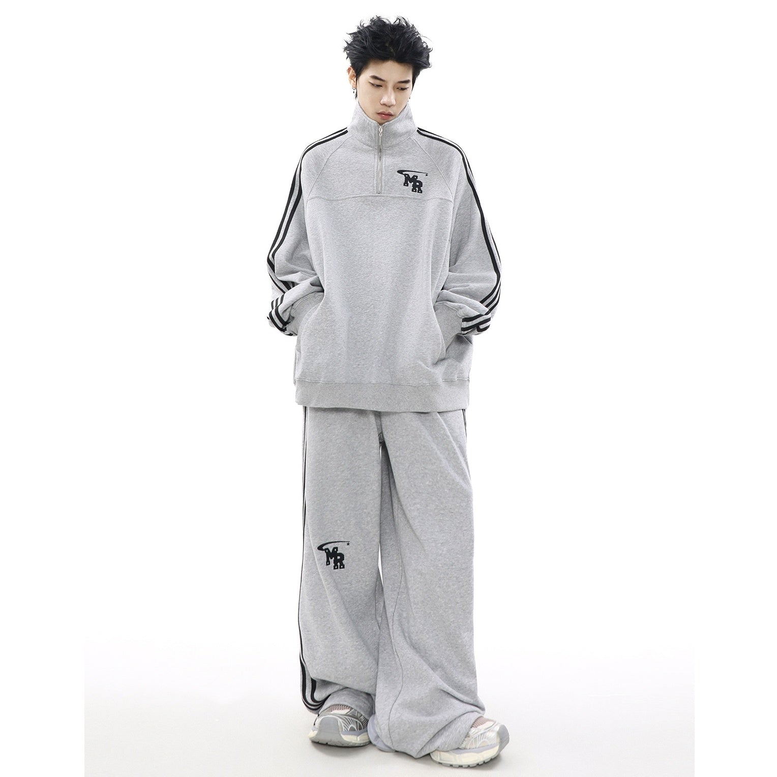 【上下別売り】Three Line Half-Zip Sweat & Loose Pants Set-up MR051