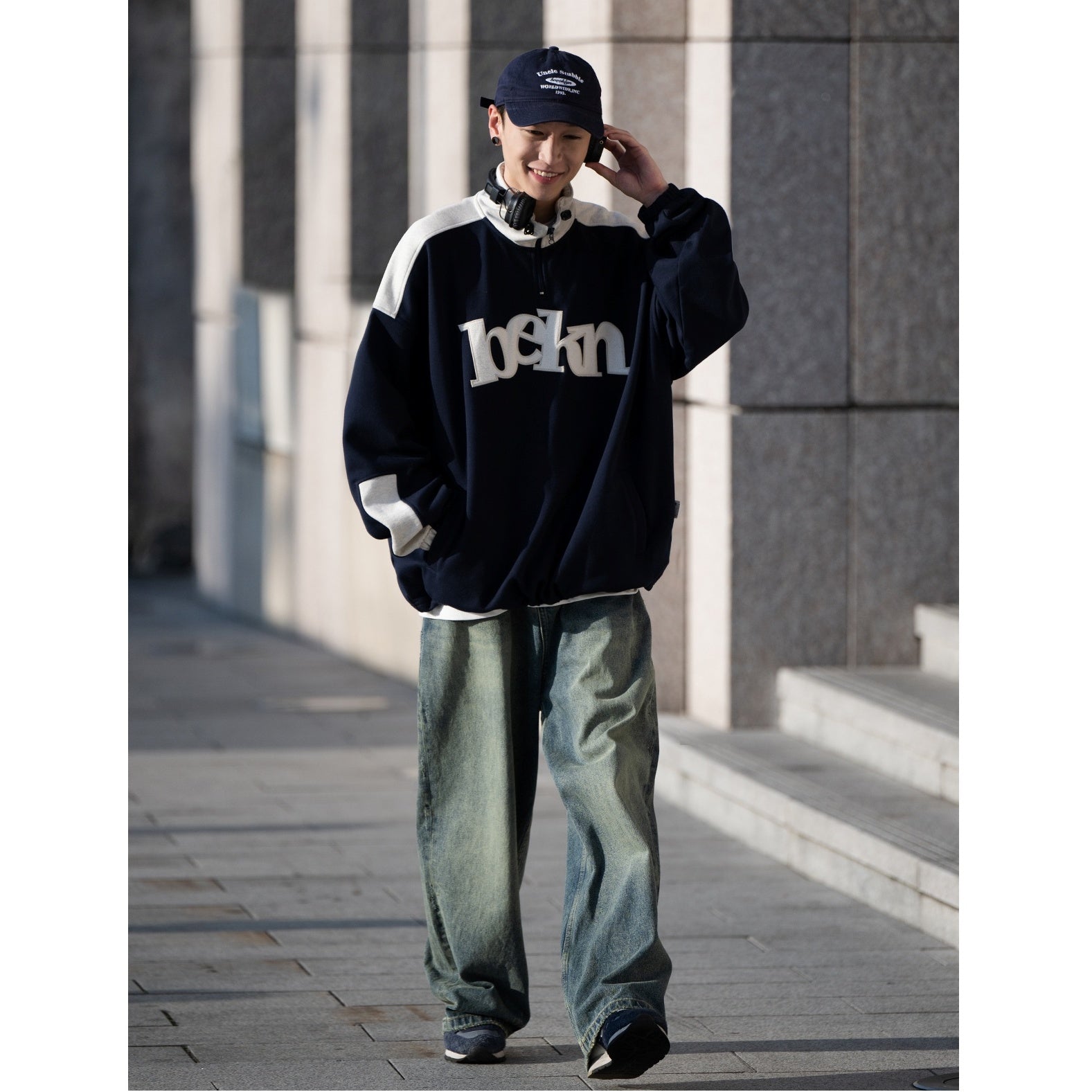 Washed Loose Straight Jeans BI2029