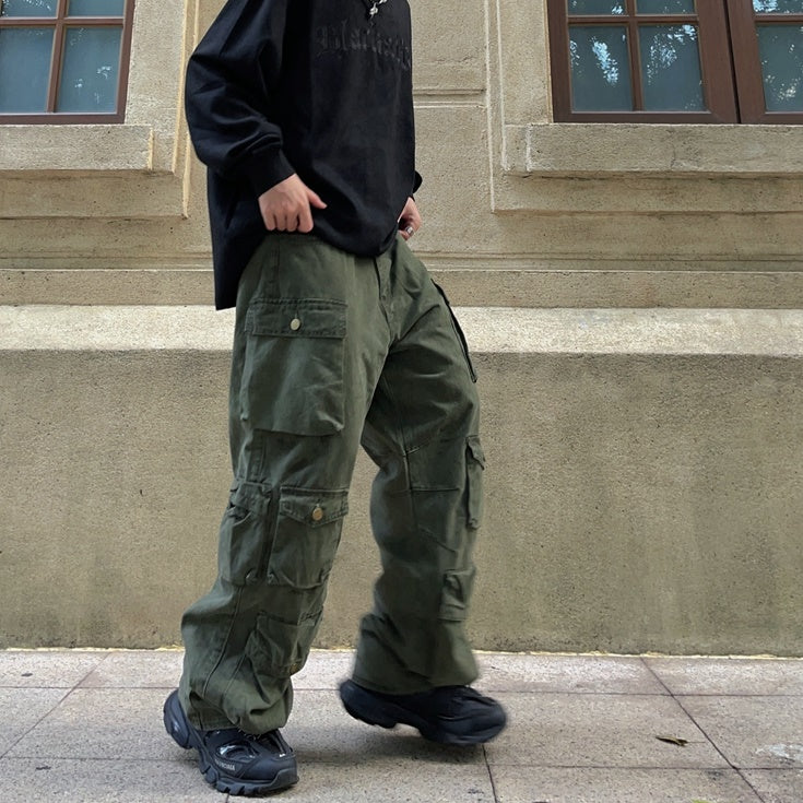 Fat Loose Straight Cargo Pants FT8001