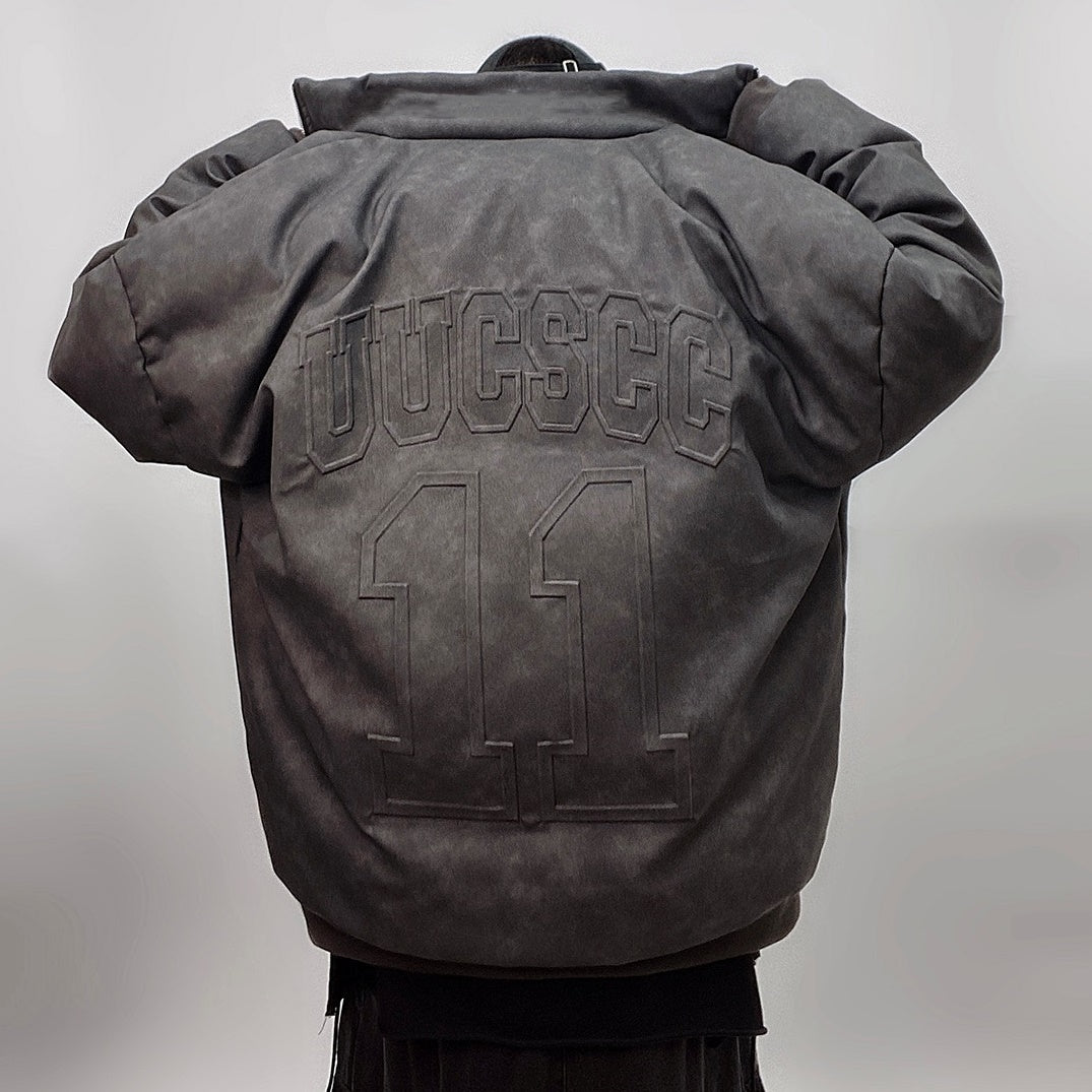 Emboss Logo PU Leather Down Jacket UU7011