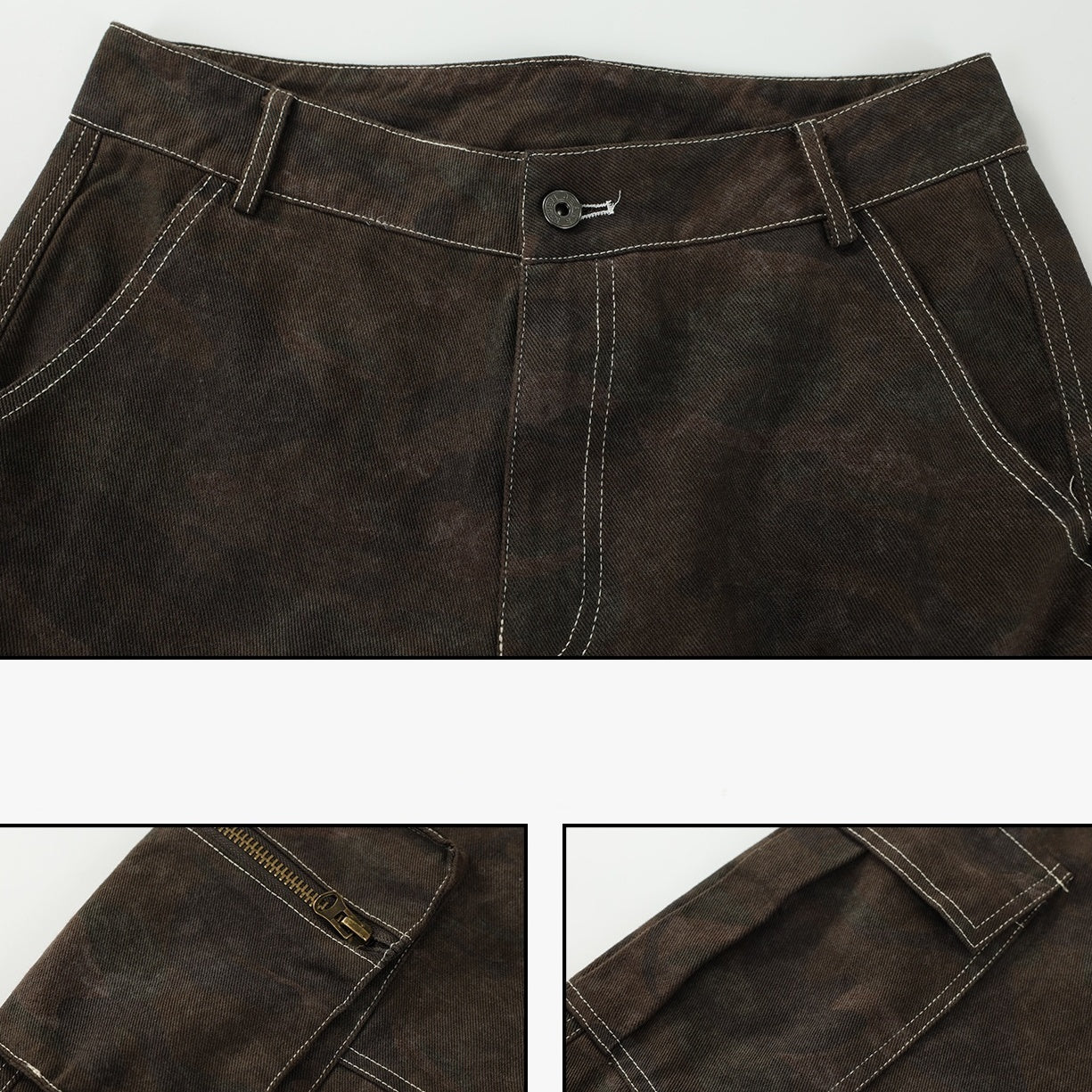 Camouflage Zipper Multi-Pocket Cargo Pants IN7059