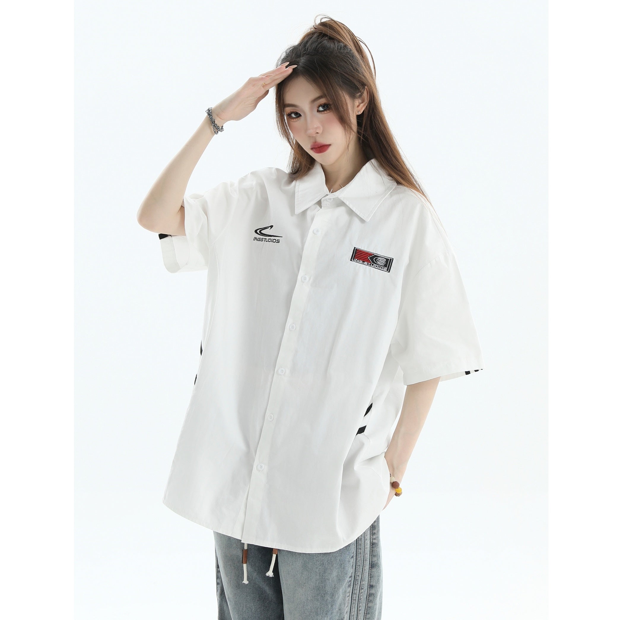Three-Bar Stitched Racing Style Shirt IN7048