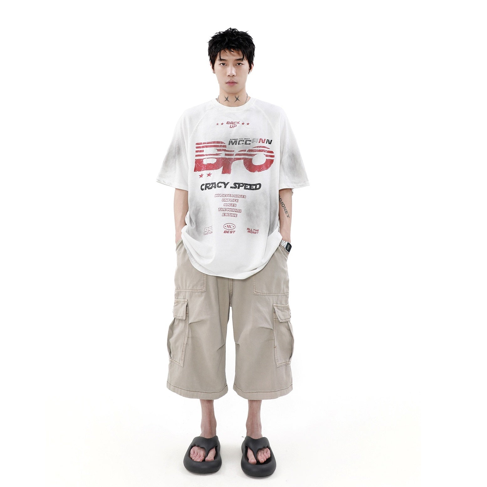 Vintage Distressed Dirty Lettered Print T-Shirt MR033