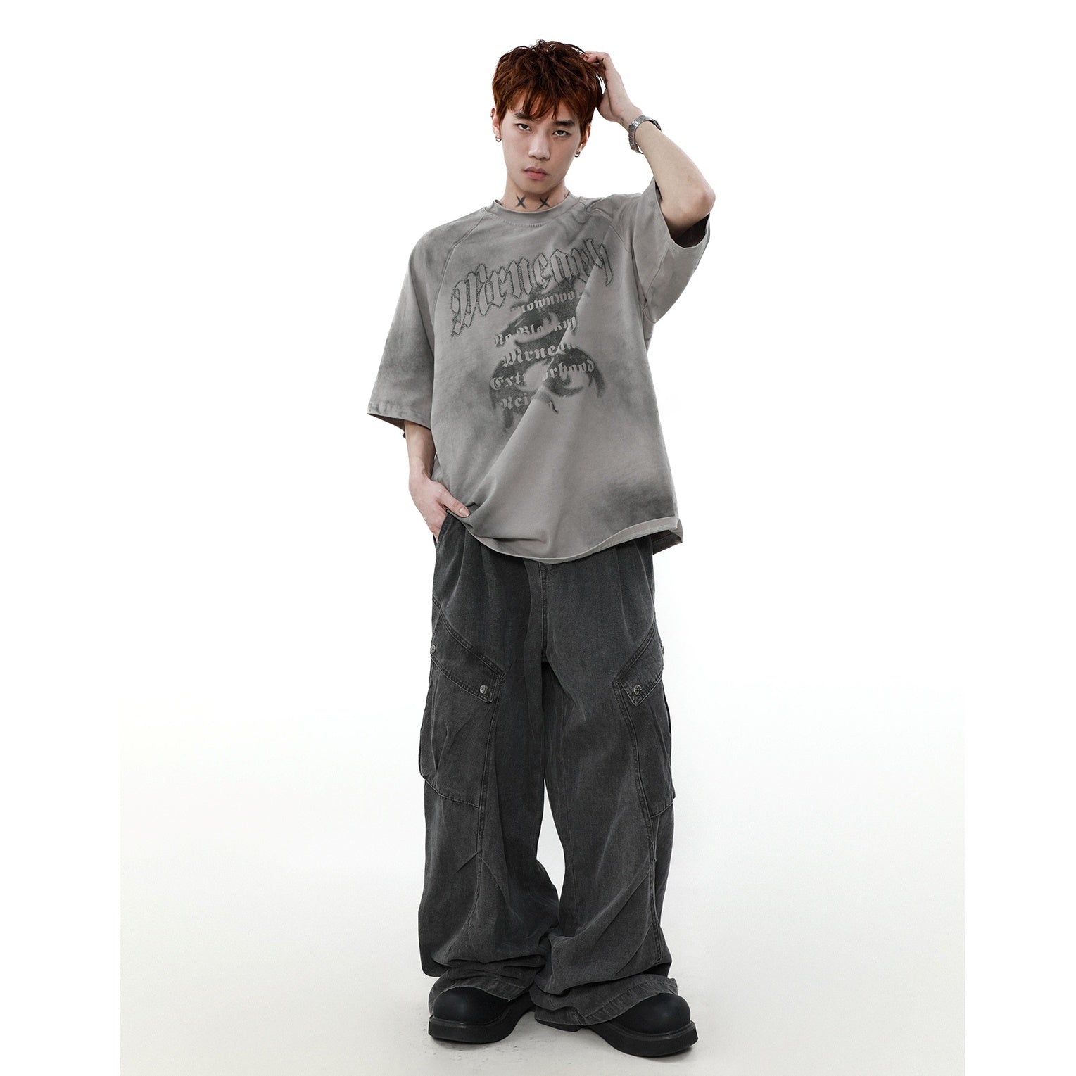 Dragon Retro Print Raglan Sleeve T-Shirt MR006