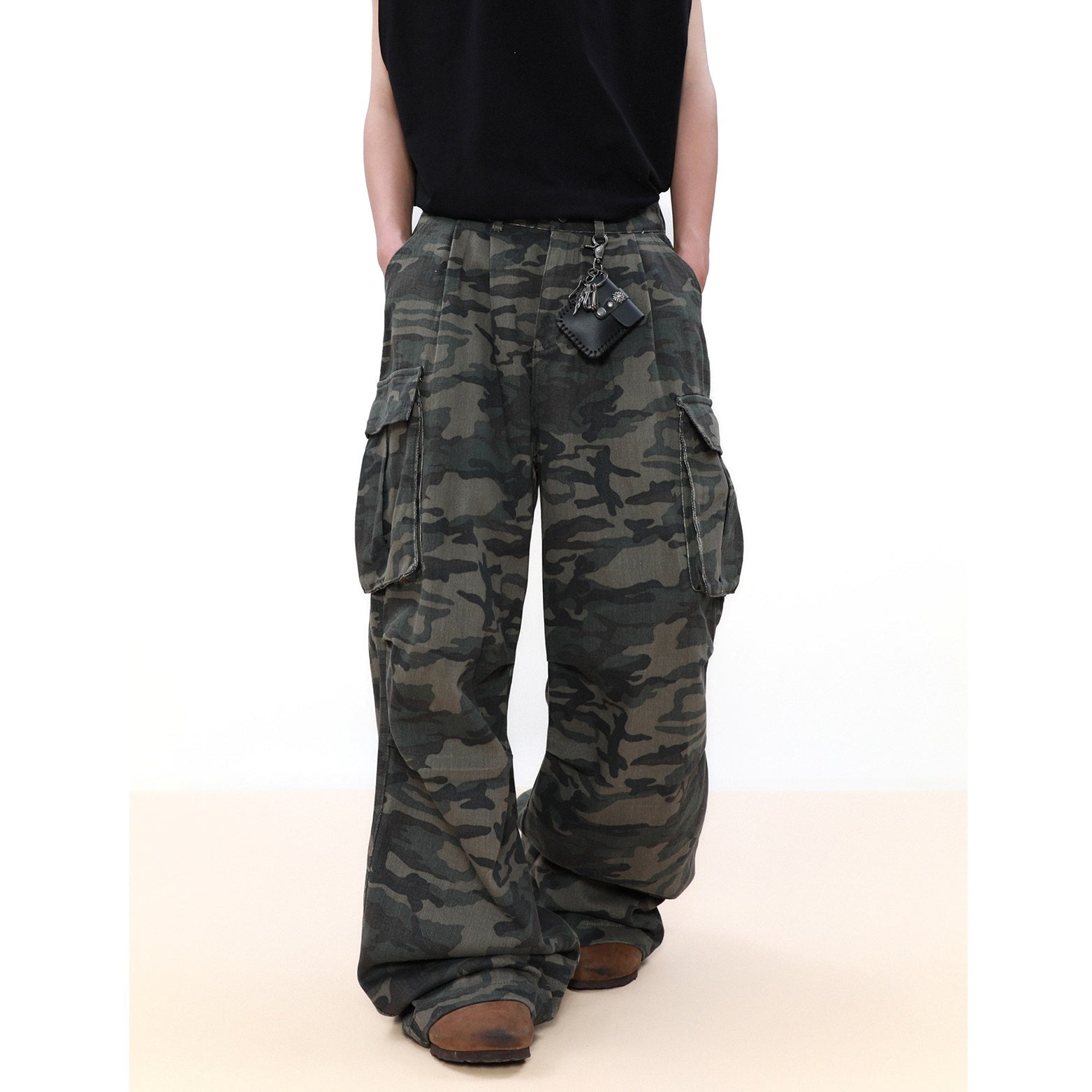 Wide-leg Straight Camouflage Cargo Pants MB7042