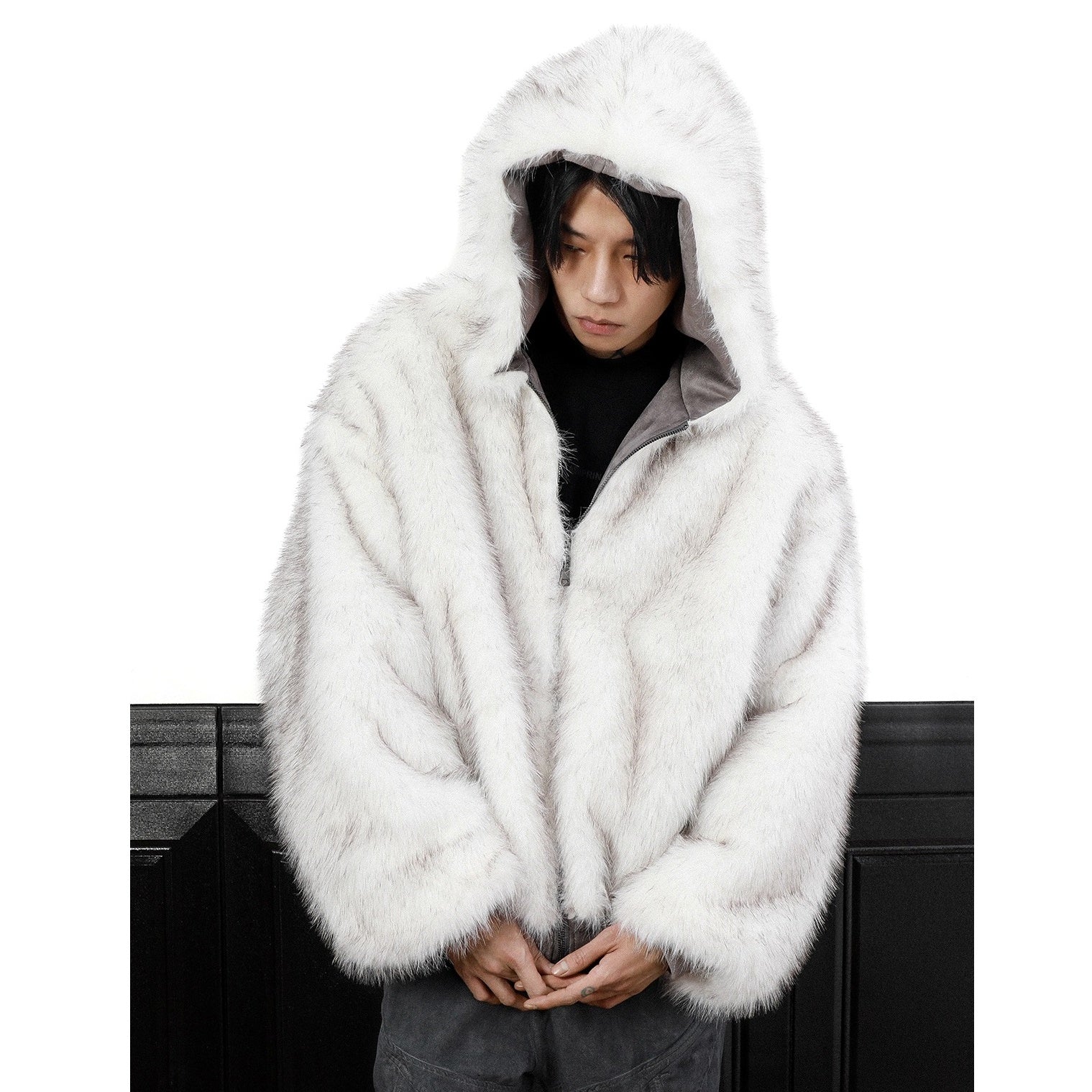 Reversible Fur ZIP-Up Hooded Blouson MB7315