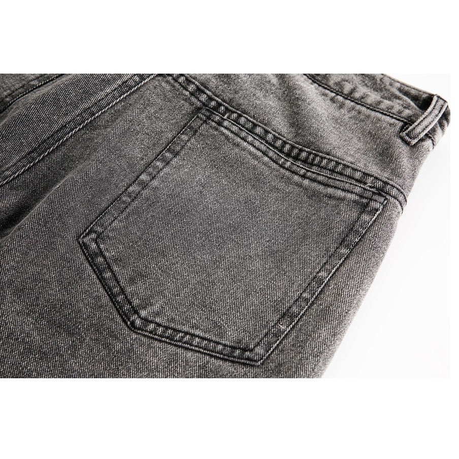 Retro Pocket Design Wash Straight Jeans MB7187