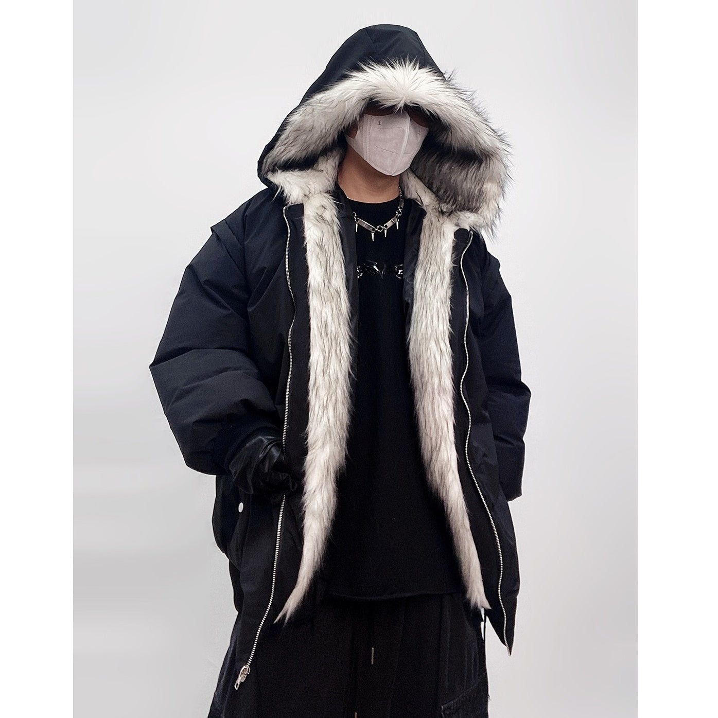 Fur Stitch Hooded Padded Jacket UU7022