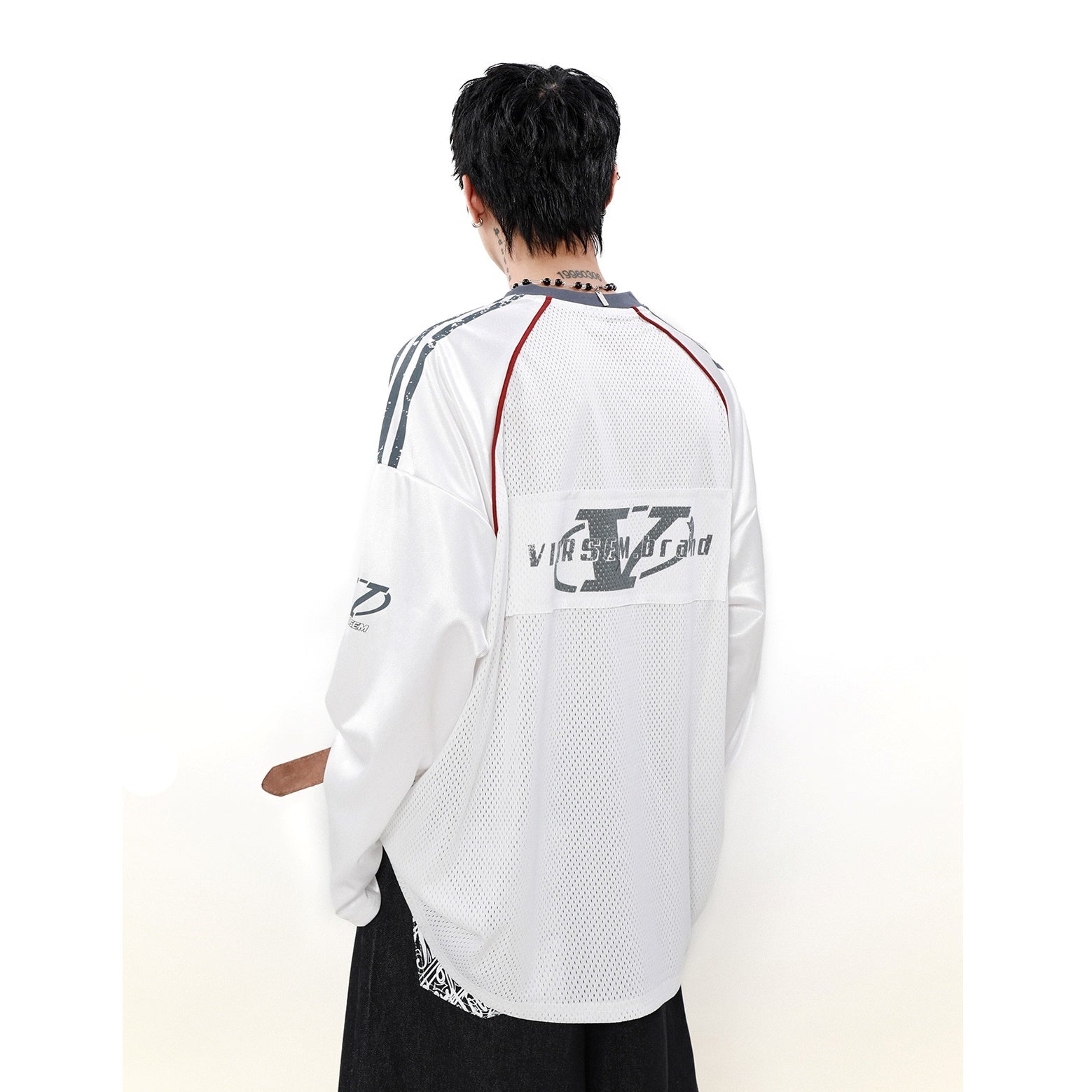 Loose Mesh Print Long Sleeve T-Shirt MB7094