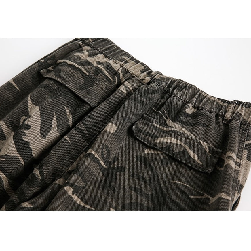 Camouflage Straight Switching Cargo Pants MB7184