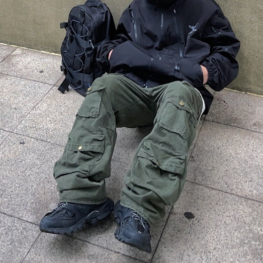 Fat Loose Straight Cargo Pants FT8001