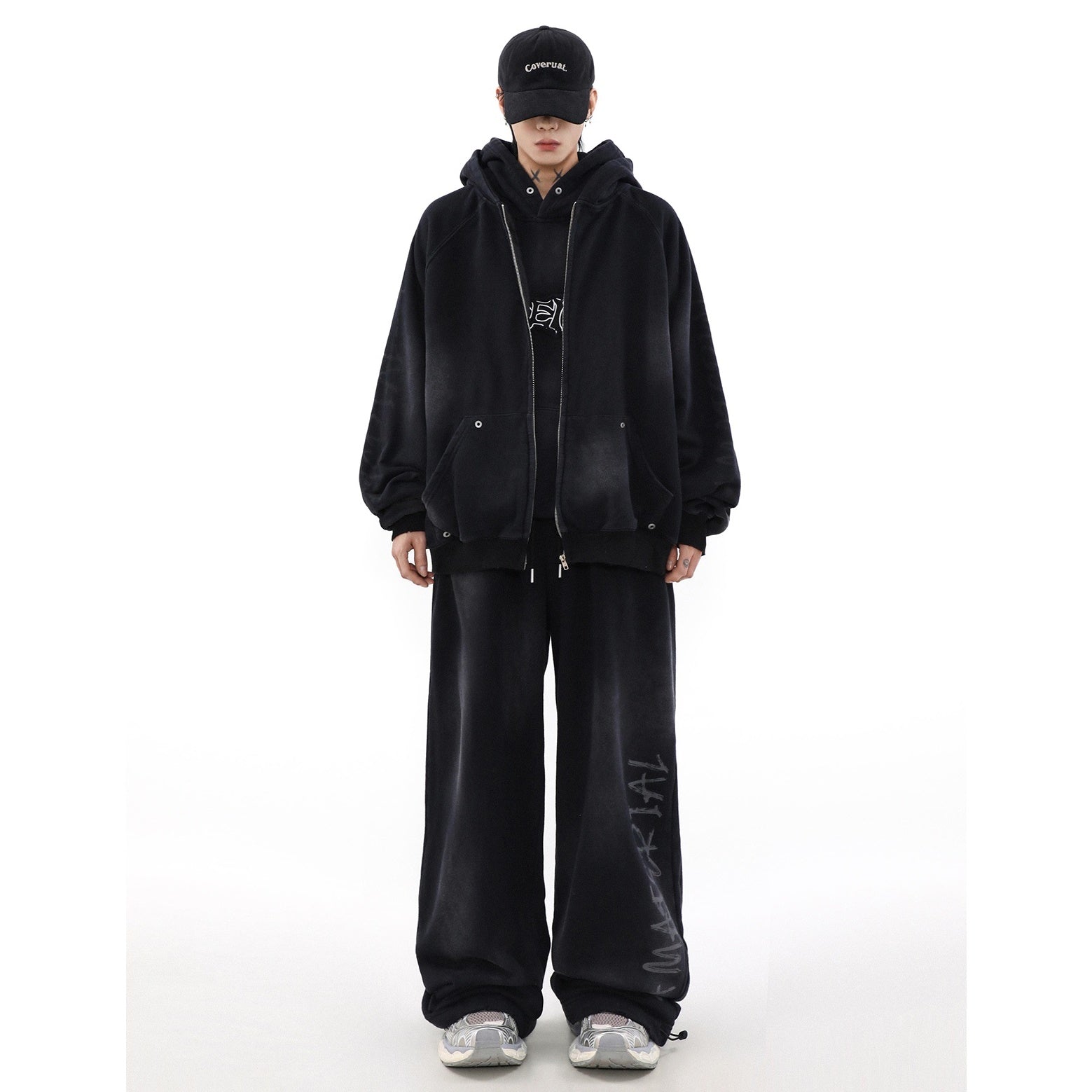 【上下別売り】Vintage Mud Dyed Distressed ZIP-Up Hooded Sweat MR027