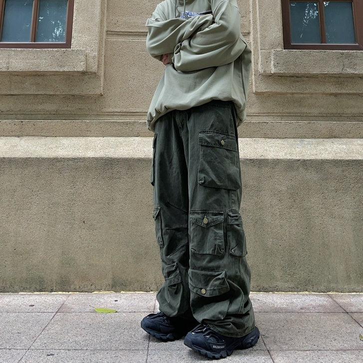 Fat Loose Straight Cargo Pants FT8001